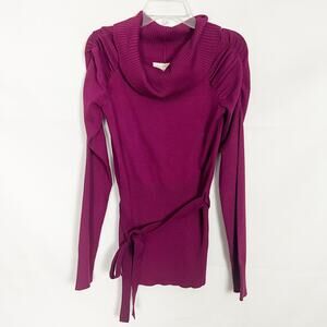 Derek Heart Sweater Juniors M Y2K Puff Shoulder Cowl Neck Career Workwear Casual